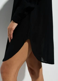 bonprix bonprix Blusa larga de playa de viscosa fluida Negro Online