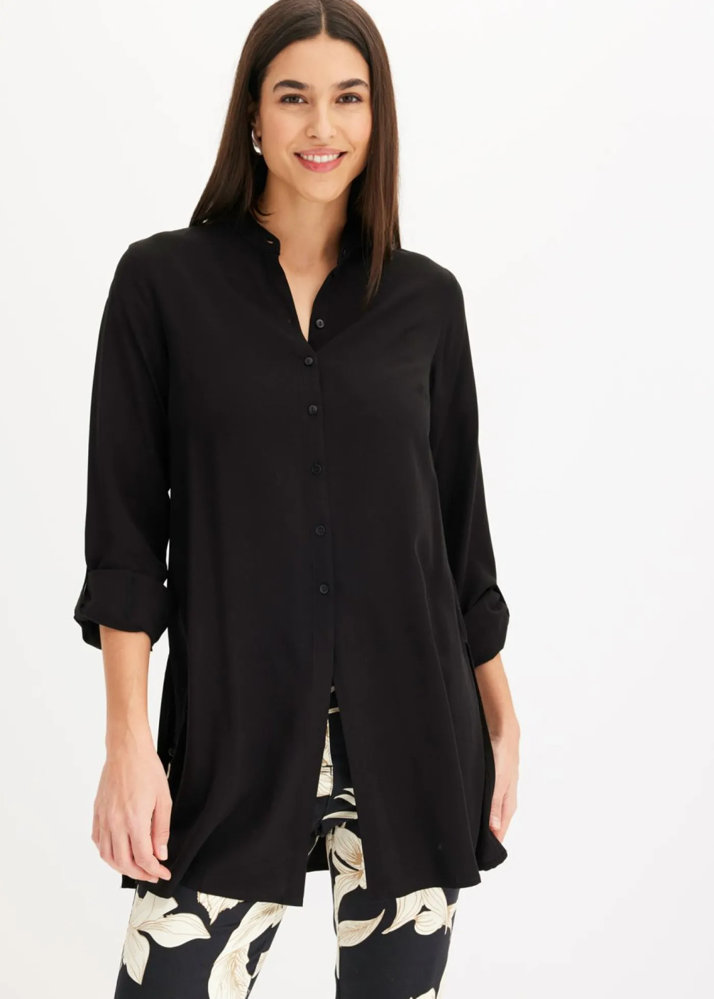 bonprix bonprix Blusa larga de viscosa Negro Sale