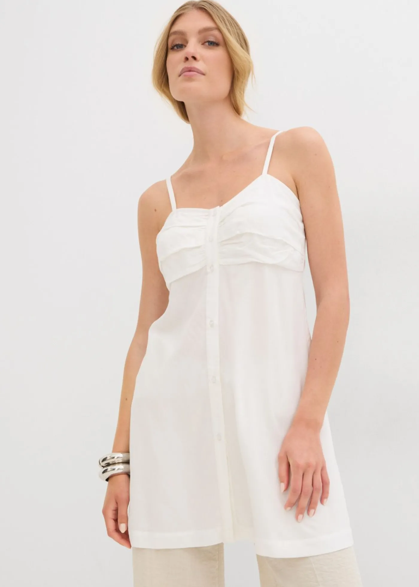 bonprix bonprix Blusa larga de viscosa fluida Blanco lana New