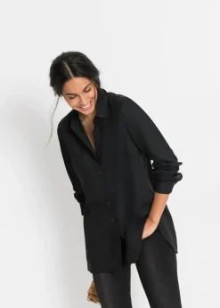 bonprix bonprix Blusa larga de viscosa pura Negro Clearance