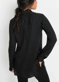 bonprix bonprix Blusa larga de viscosa pura Negro Clearance