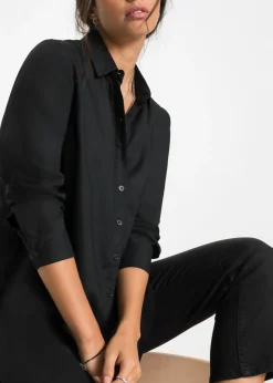 bonprix bonprix Blusa larga de viscosa pura Negro Clearance