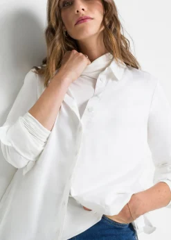 bonprix bonprix Blusa larga de viscosa pura Blanco
