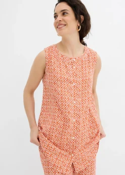 bonprix bonprix Blusa larga de viscosa suave Cayena/blanco lana estampado Best