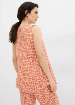 bonprix bonprix Blusa larga de viscosa suave Cayena/blanco lana estampado Best