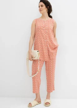 bonprix bonprix Blusa larga de viscosa suave Cayena/blanco lana estampado Best