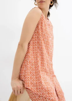 bonprix bonprix Blusa larga de viscosa suave Cayena/blanco lana estampado Best