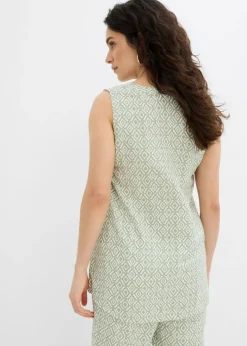 bonprix bonprix Blusa larga de viscosa suave Verde alga/blanco lana estampado Outlet