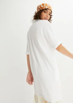 bonprix bonprix Blusa larga holgada de muselina suave Blanco Sale
