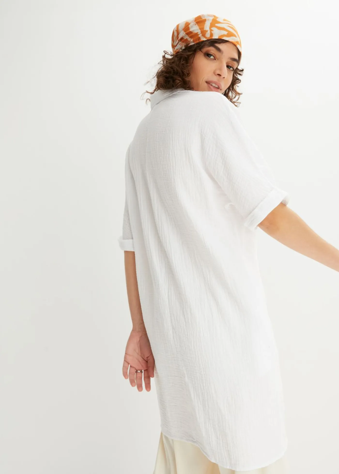 bonprix bonprix Blusa larga holgada de muselina suave Blanco Sale