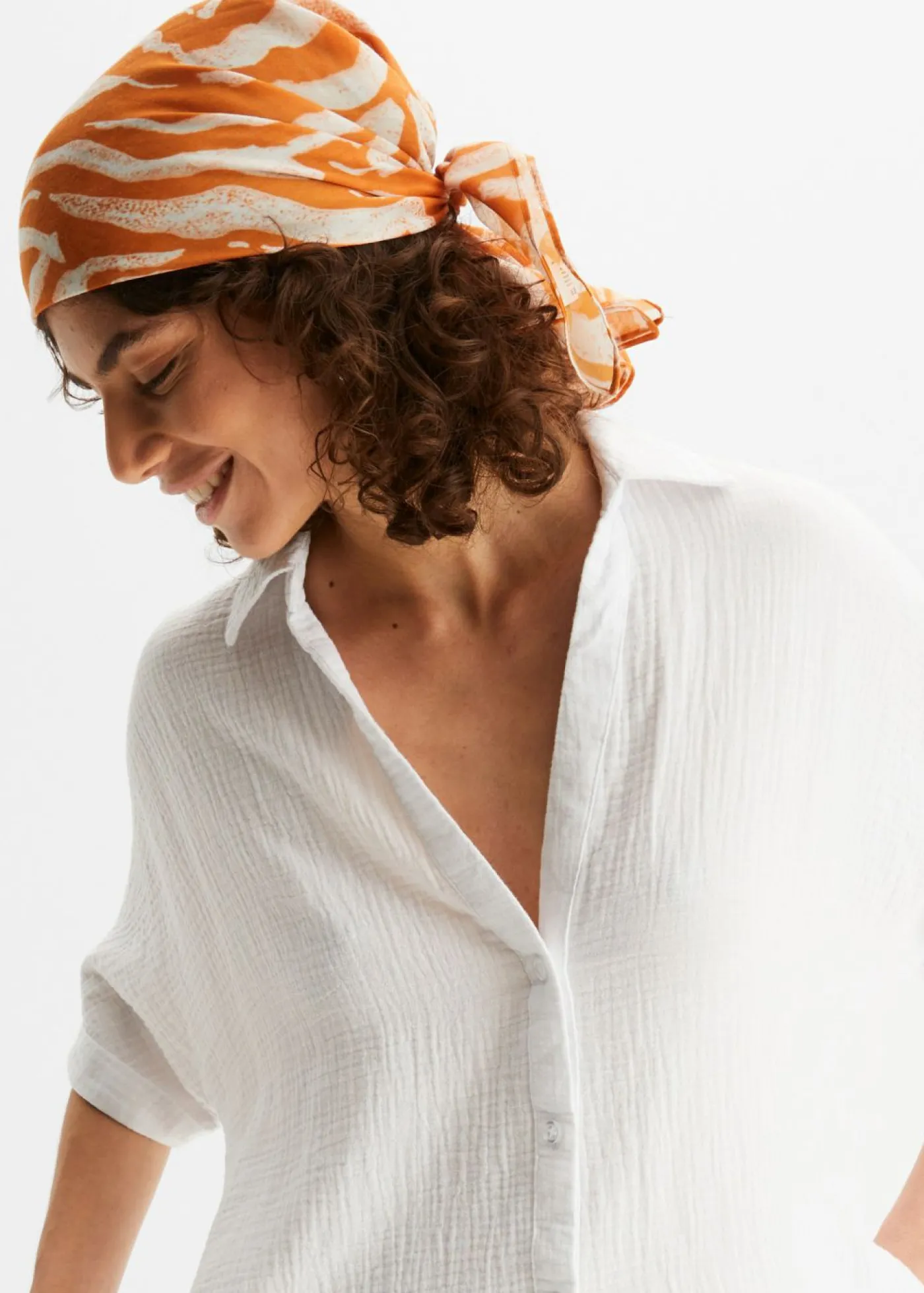 bonprix bonprix Blusa larga holgada de muselina suave Blanco Sale