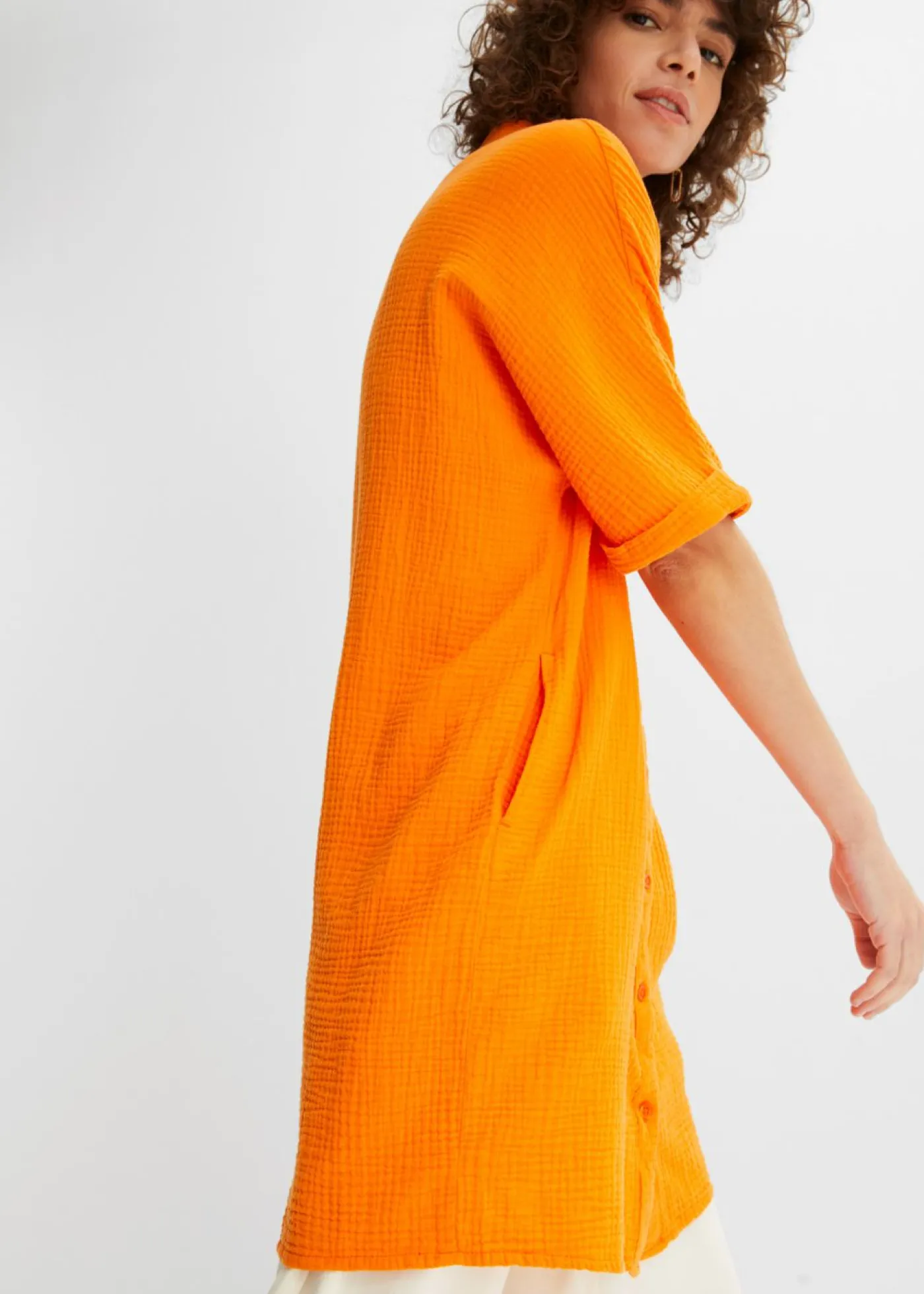 bonprix bonprix Blusa larga holgada de muselina suave Naranja calabaza Clearance