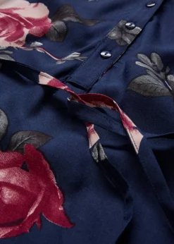 bonprix bonprix Blusa larga premamá/de lactancia azul marino con flores Hot