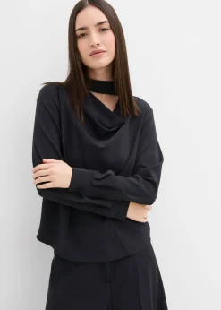 bonprix bonprix Blusa ligeramente brillante Negro Discount