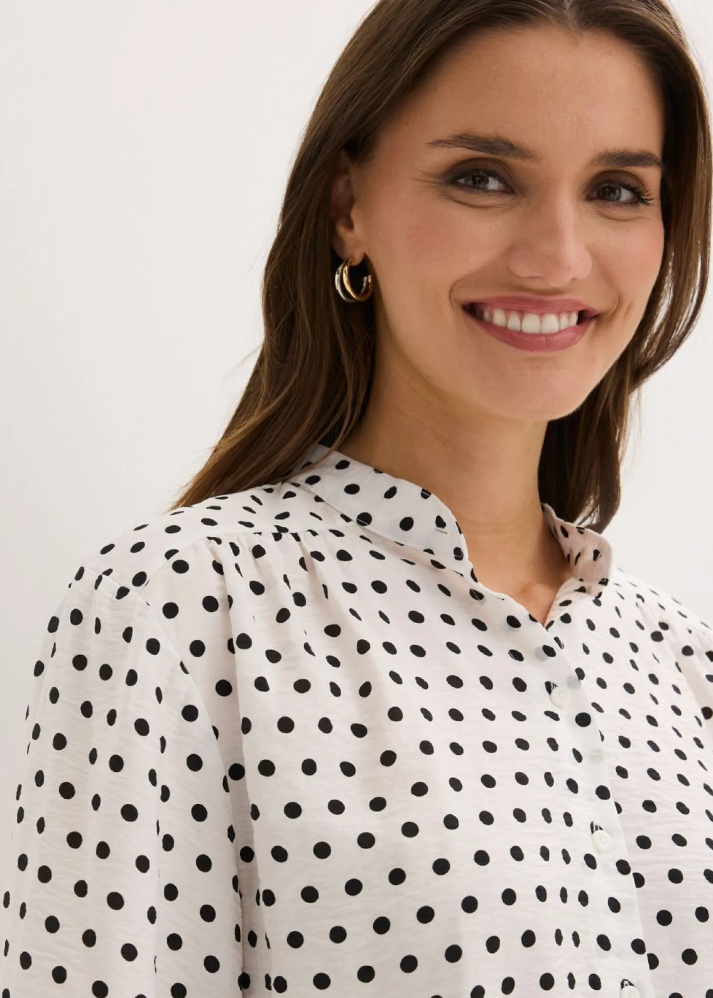 bonprix bonprix Blusa oversize blanco lana topos Outlet