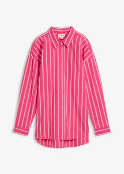 bonprix bonprix Blusa oversize de algodón puro pink lady-blanco rayas verticales Discount