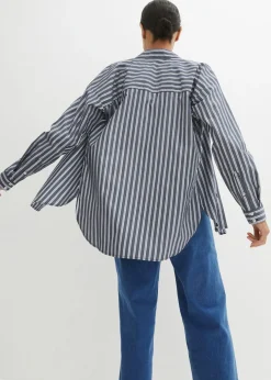 bonprix bonprix Blusa oversize de algodón puro azul marino con rayas