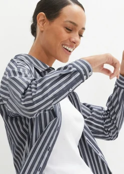 bonprix bonprix Blusa oversize de algodón puro azul marino con rayas