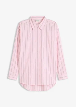 bonprix bonprix Blusa oversize de algodón puro Rosa cristal de rayas Online