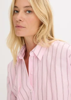 bonprix bonprix Blusa oversize de algodón puro Rosa cristal de rayas Online
