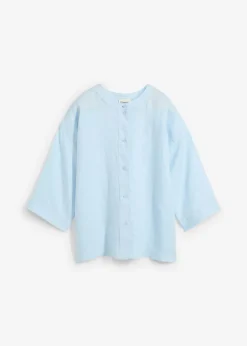 bonprix bonprix Blusa oversize de lino puro Azul hielo Online