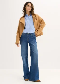 bonprix bonprix Blusa oversize de mezcla de algodón azul pálido-blanco con rayas Hot