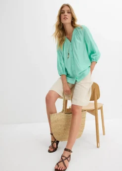 bonprix bonprix Blusa oversize de mezcla de viscosa suave Azul mentol Best