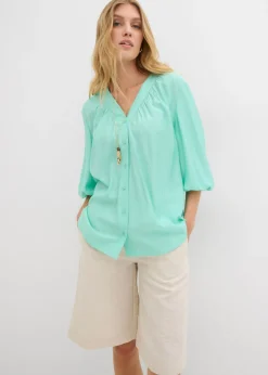 bonprix bonprix Blusa oversize de mezcla de viscosa suave Azul mentol Best
