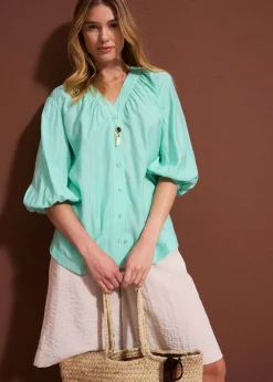bonprix bonprix Blusa oversize de mezcla de viscosa suave Azul mentol Best
