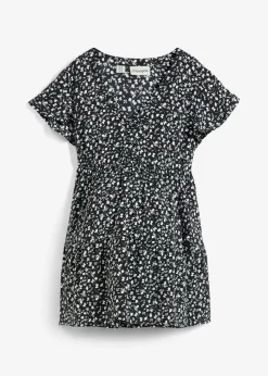 bonprix bonprix Blusa premamá y de lactancia 2 en 1 de viscosa fluida Negro-blanco
