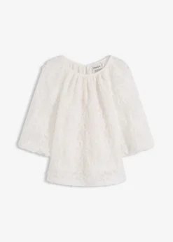 bonprix bonprix Blusa sin cierre con estampado floral texturizado Crema Online