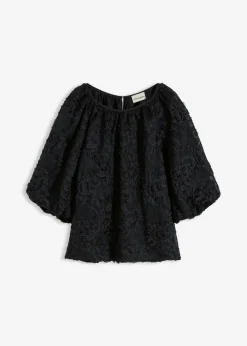 bonprix bonprix Blusa sin cierre con estampado floral texturizado Negro New