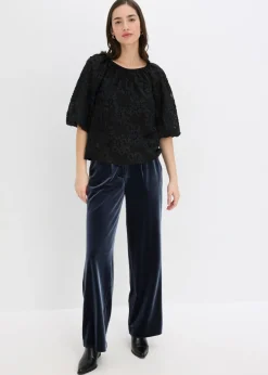 bonprix bonprix Blusa sin cierre con estampado floral texturizado Negro New