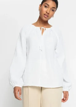 bonprix bonprix Blusa sin cierre de muselina ligera Blanco Hot