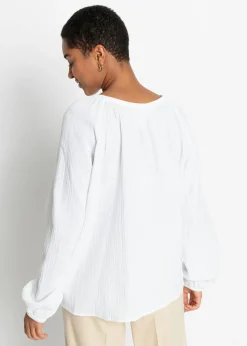 bonprix bonprix Blusa sin cierre de muselina ligera Blanco Hot