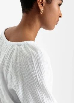 bonprix bonprix Blusa sin cierre de muselina ligera Blanco Hot