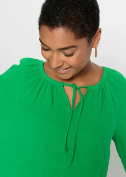bonprix bonprix Blusa sin cierre de muselina ligera verde aloe Sale