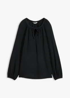 bonprix bonprix Blusa sin cierre de muselina ligera Negro Best