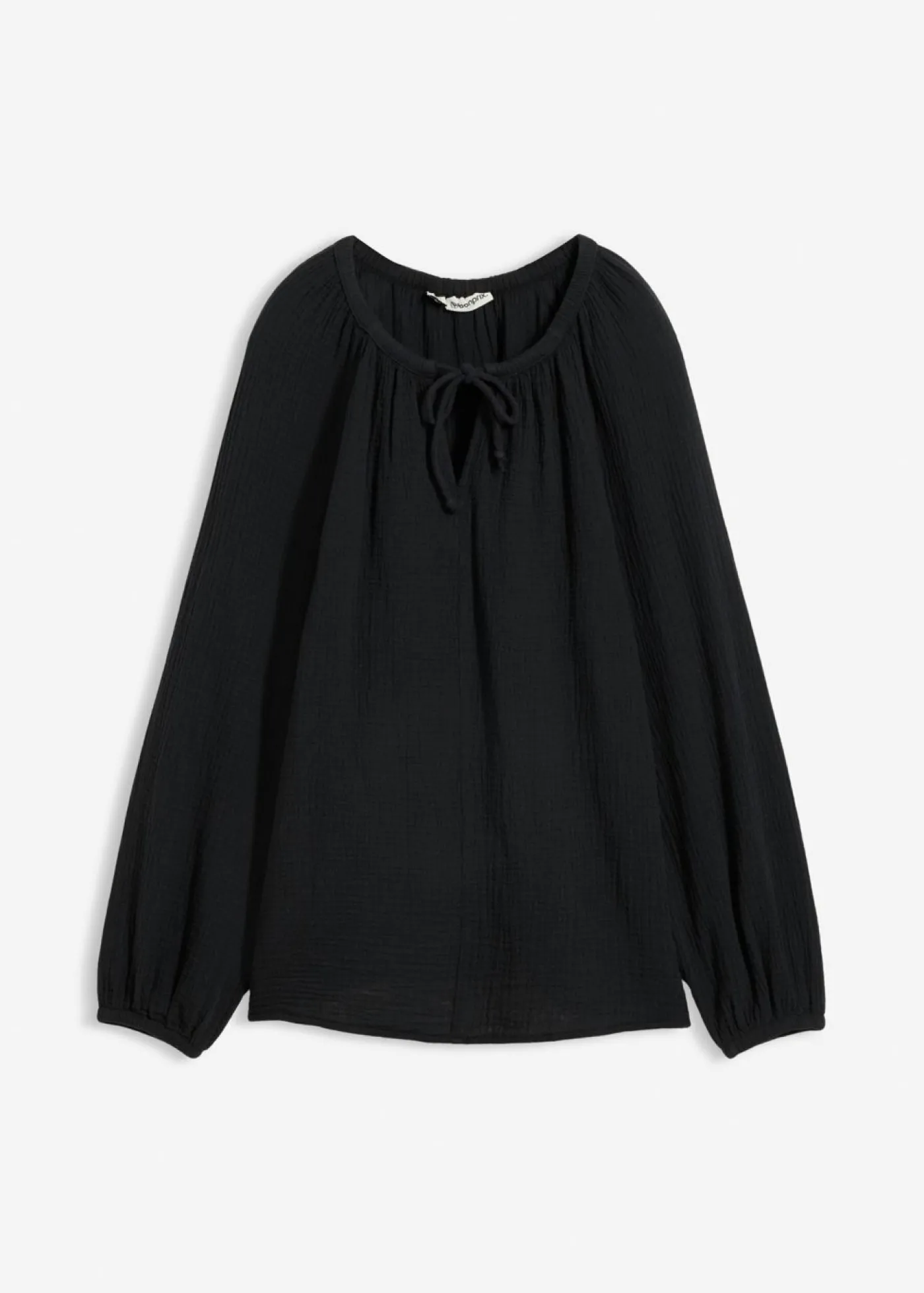 bonprix bonprix Blusa sin cierre de muselina ligera Negro Best