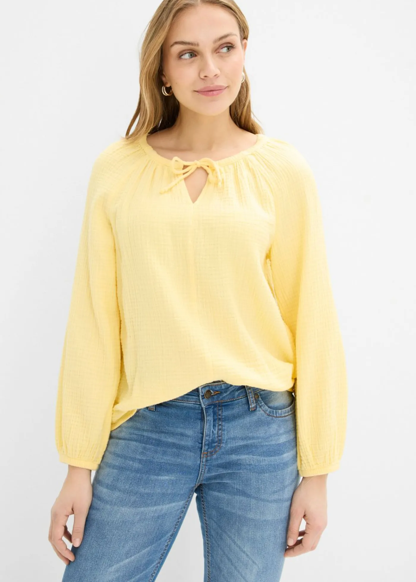 bonprix bonprix Blusa sin cierre de muselina ligera Negro Best