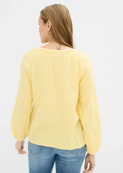 bonprix bonprix Blusa sin cierre de muselina ligera Negro Best