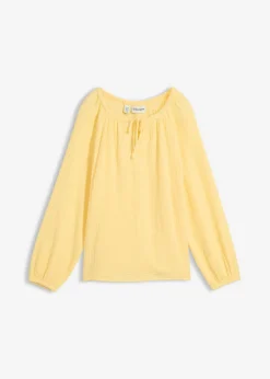 bonprix bonprix Blusa sin cierre de muselina ligera Amarillo claro Online