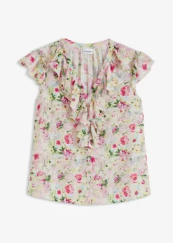 bonprix bonprix Blusa sin mangas orquídea púrpura con flores Clearance