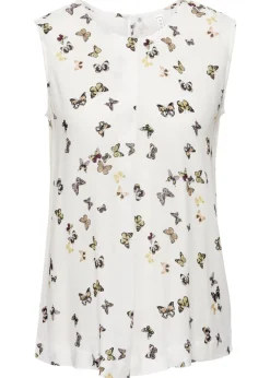 bonprix bonprix Blusa sin mangas Blanco estampado