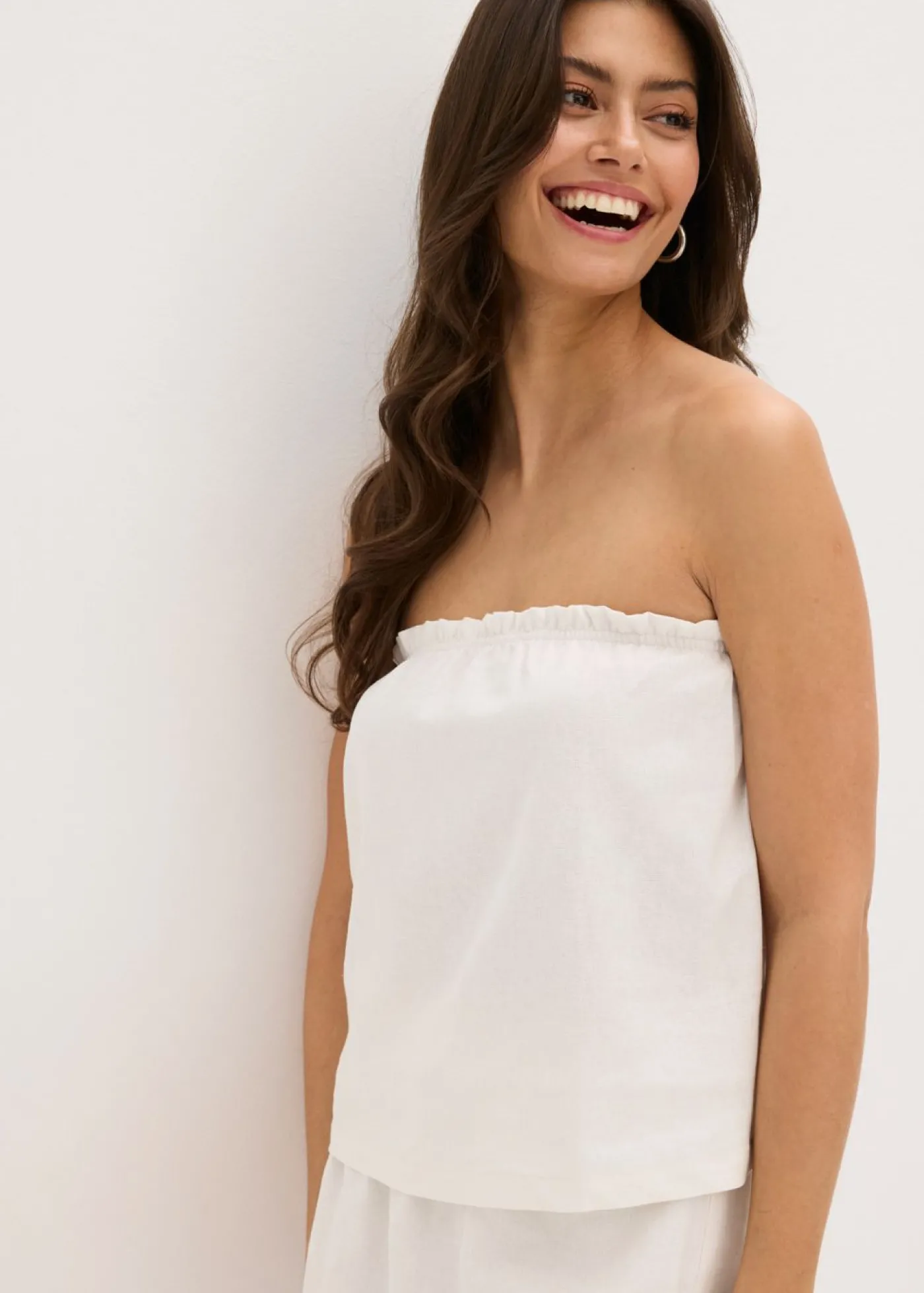 bonprix bonprix Blusa sin mangas con contenido de lino Blanco lana