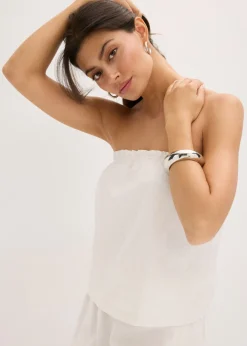 bonprix bonprix Blusa sin mangas con contenido de lino Blanco lana