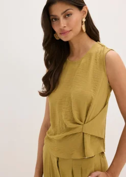 bonprix bonprix Blusa sin mangas con nudos verde oliva mate Discount