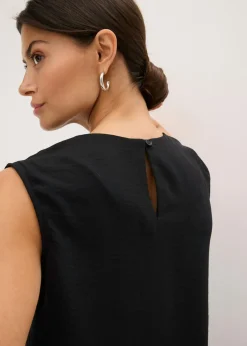 bonprix bonprix Blusa sin mangas con nudos Negro Clearance