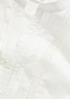 bonprix bonprix Blusa sin mangas de algodón puro con bordado calado Blanco lana