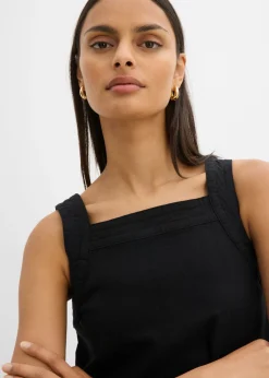 bonprix bonprix Blusa sin mangas de mezcla de viscosa con detalle de lazo en la parte trasera Negro Discount
